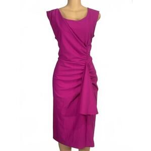 DKNY Sleeveless Fuchsia‎ Cocktail Dress with Draped Detail